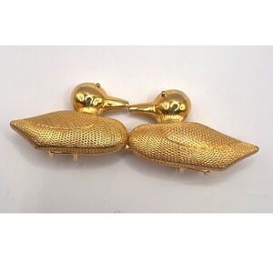Dotty‎ Smith Gold Tone Kissing Ducks Vintage Belt Buckle